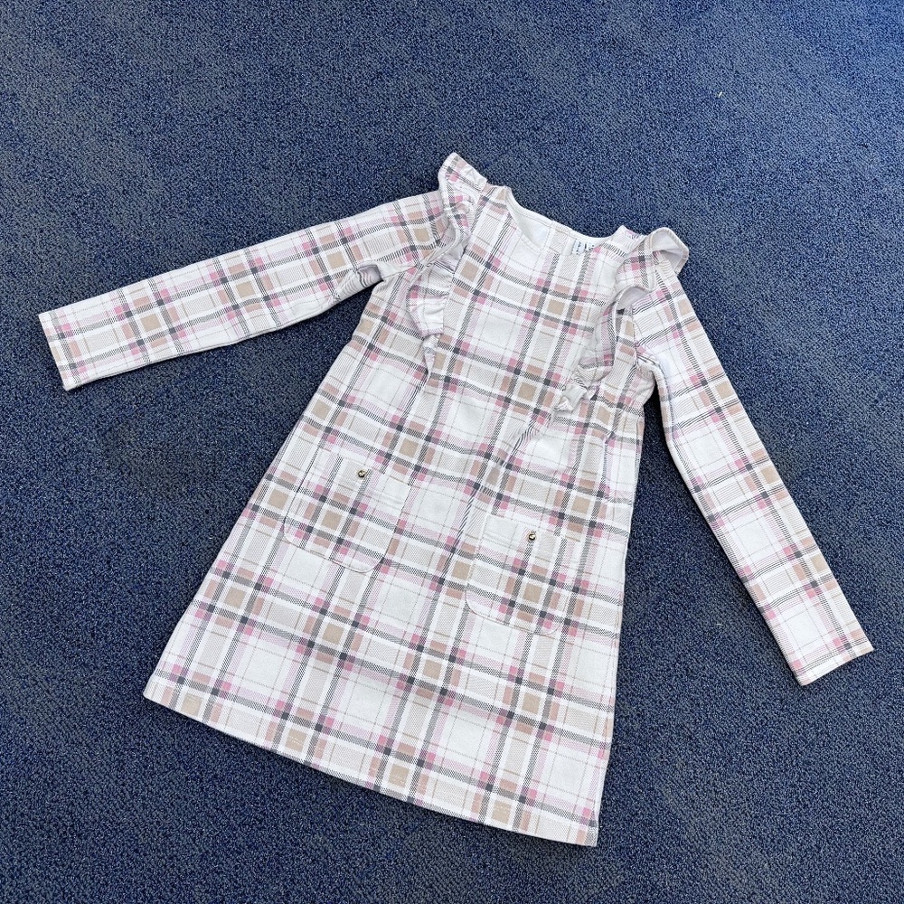 Janie and Jack Plaid Pointelle Dress Size 8 LIKE NEW